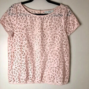 LOFT | Blush Pink Eyelet Short Sleeve Top